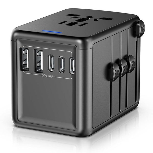 Universal Travel Adapter Offers 5.8A 3X 3.0A USB-C Ports 2X 2.4A USB-A Ports Carousel 1