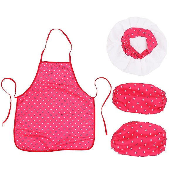 3 Pcs Children Chef Costume Durable Practical Red Heart Pattern Chef Sleeves Ch Carousel 1