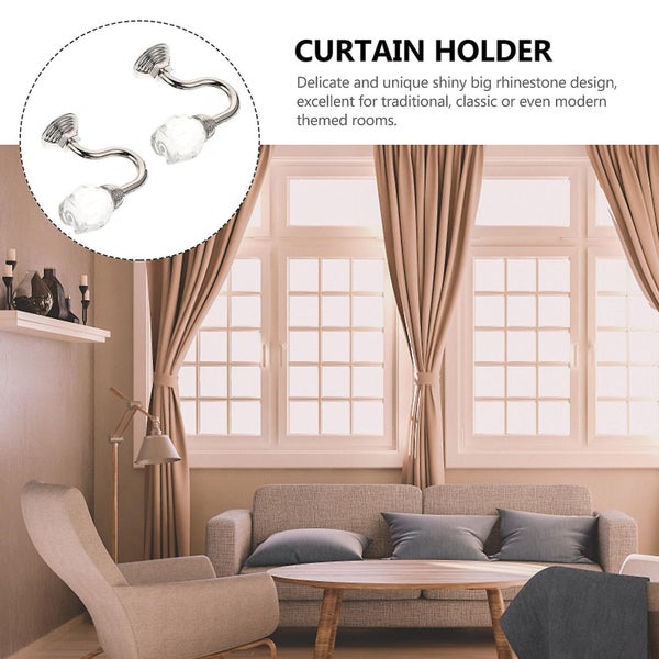 1 Pair Home Elegant Curtain Pothooks Decorative Curtain Crystal Curtain Hooks Carousel 3