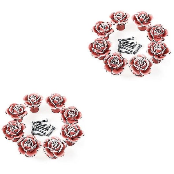 16 Pcs Rose Shaped Ceramic Kitchen Cupboard Cabinet Drawer Door Knobs Pull Han Carousel 1