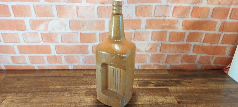 VINTAGE HANDMADE WOODEN ALCOHOL BOTTLE Carousel 1
