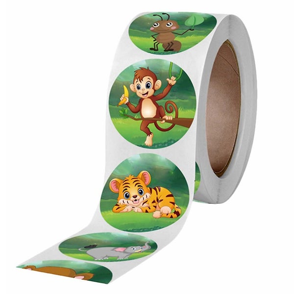 1 Roll Bees Monkey Elephant Bear Shaped Self Adhesive Stickers Lovely Decals Carousel 1