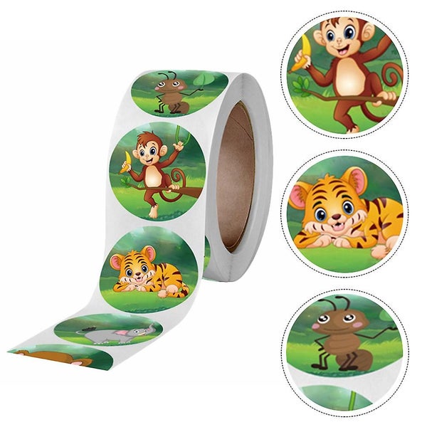 1 Roll Bees Monkey Elephant Bear Shaped Self Adhesive Stickers Lovely Decals Carousel 2