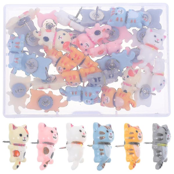 30pcs Push Pins Decorative Cork Board Bulletin Board Pins Cat Thumb Tacks Carousel 1