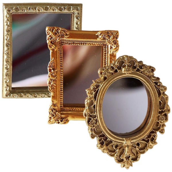 3pcs Miniature Mirror Ornaments Decorative Miniature Mirrors Delicate Doll Mini Carousel 1