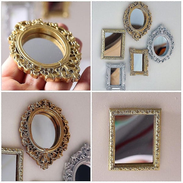 3pcs Miniature Mirror Ornaments Decorative Miniature Mirrors Delicate Doll Mini Carousel 3