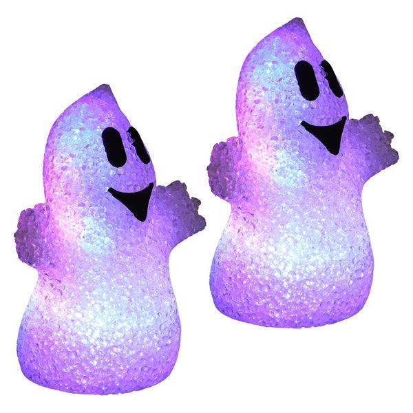 2pcs Ghost Modeling Night Light Halloween Layout Light Party Lamp Decor White Carousel 4