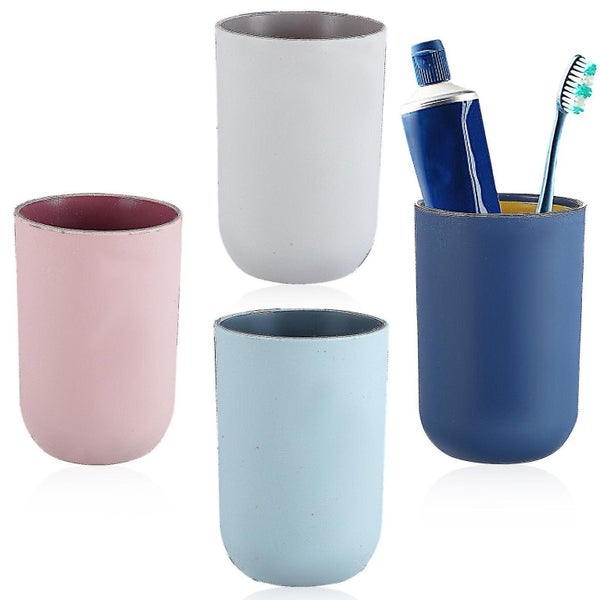 4 Pcs Travel Toothbrush Tumblers Mouthwash Cups Simple Style Home Bathroom Toot Carousel 1