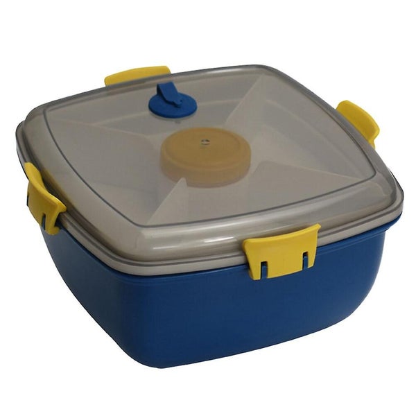 1 Set Portable Microwavable Bento Box Salad Box Double Layer Food Holder navy Carousel 1