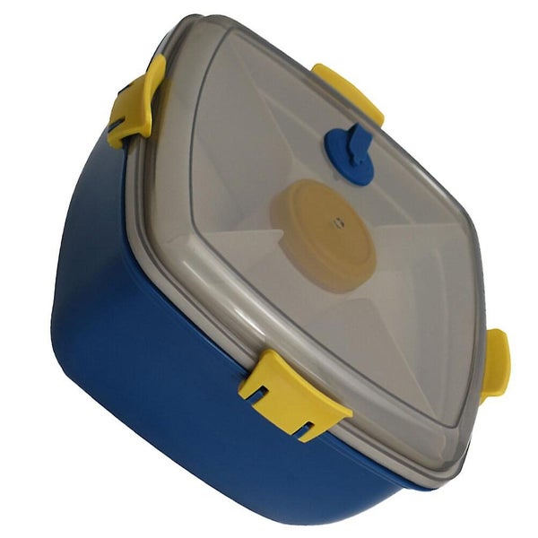 1 Set Portable Microwavable Bento Box Salad Box Double Layer Food Holder navy Carousel 2