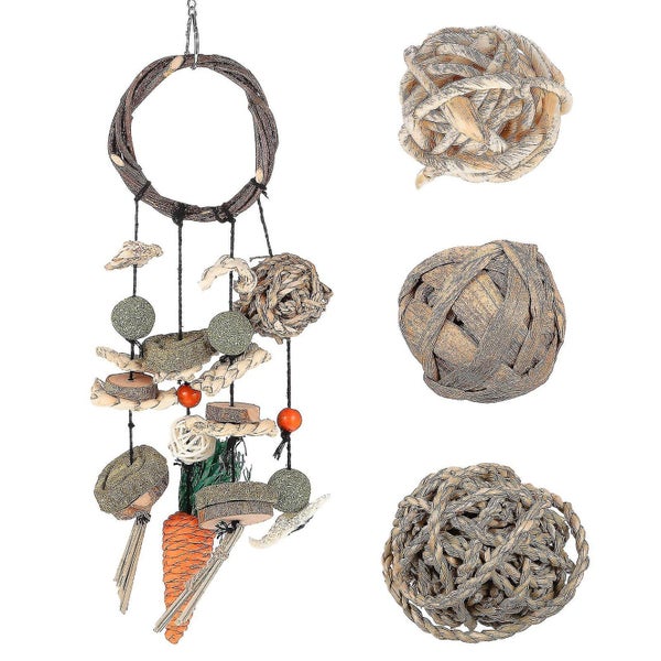 1 Set Rabbit Toys Bunny Chew Toys Cage Hanging Toys With Balls For Small Pets R Carousel 1