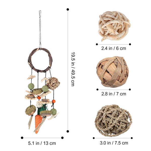 1 Set Rabbit Toys Bunny Chew Toys Cage Hanging Toys With Balls For Small Pets R Carousel 2