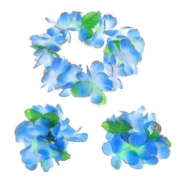 1 Set 4pcs Hawaiian Garland Necklace Bracelets Thicken Tropical Beach Party Fan Carousel 2