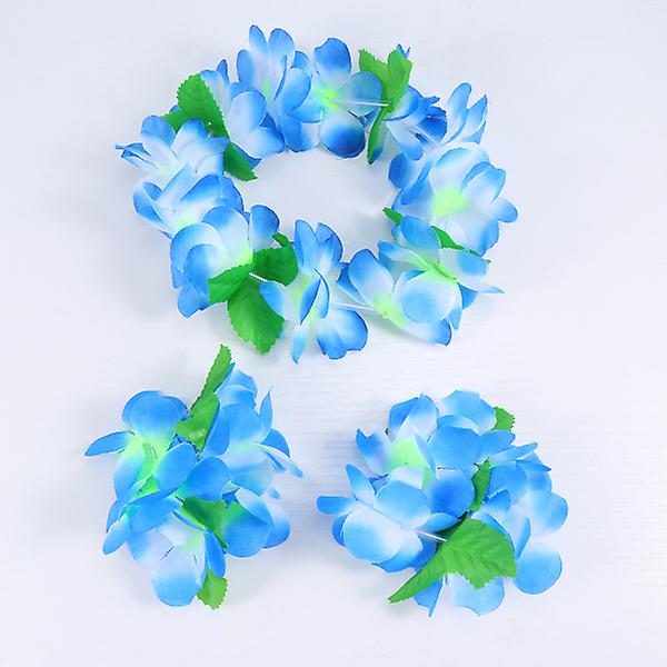 1 Set 4pcs Hawaiian Garland Necklace Bracelets Thicken Tropical Beach Party Fan Carousel 3