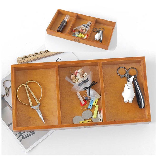 Wood Drawer Box 3 Compartments Arts Crafts Supplies *Local Buy* Carousel 1