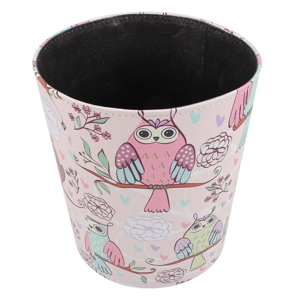 Wastepaper Basket European style Luxury Leather Trash Can Storage Bin Carousel 1