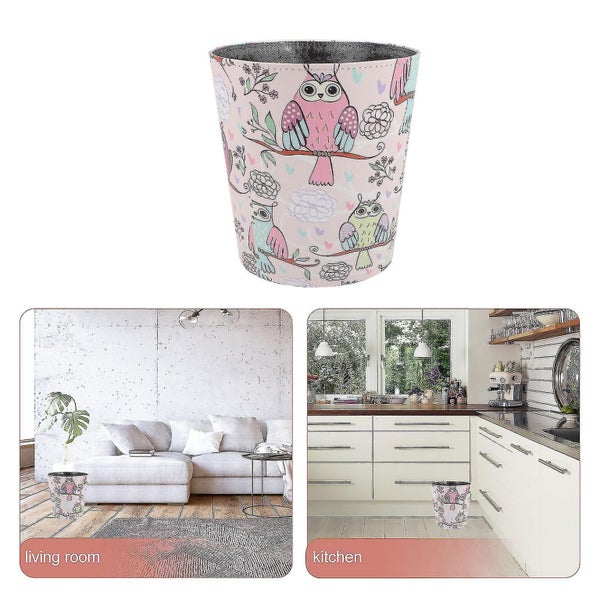 Wastepaper Basket European style Luxury Leather Trash Can Storage Bin Carousel 2