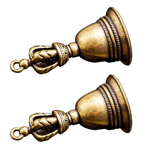 2 Pcs Vintage Bells Decoration Choir Handbell Front Desk Bell Bell Rattle Hand Carousel 2