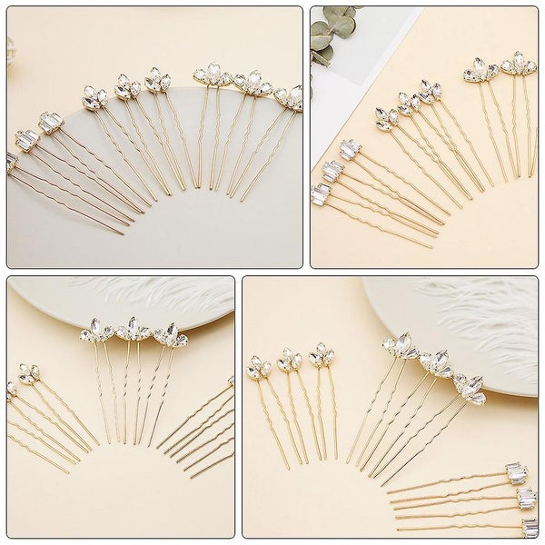 1 Set 9 Pcs Versatile Wedding Hair Accessories Bridal Hair Clips rose Gold Carousel 2