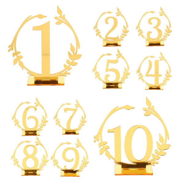 10pcs Reserved Sign Wedding Place Card Holder Number Pattern Seating Table Sign Carousel 1
