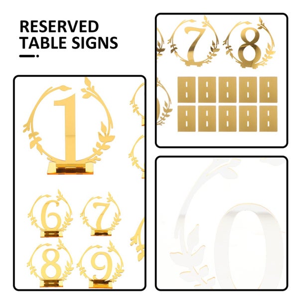 10pcs Reserved Sign Wedding Place Card Holder Number Pattern Seating Table Sign Carousel 2