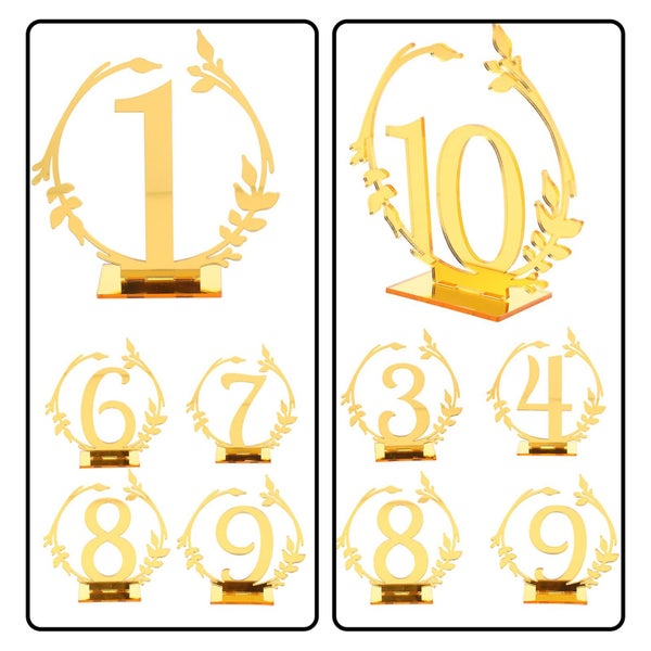 10pcs Reserved Sign Wedding Place Card Holder Number Pattern Seating Table Sign Carousel 3
