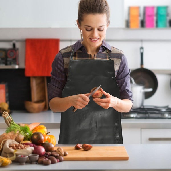 2pcs Waterproof Leather Aprons Kitchen Dustproof Aprons Oil proof Cooking Apron Carousel 5