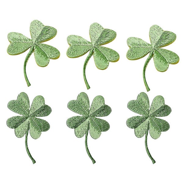 6pcs Iron On Embroidered Green Clover Patches Diy Cloth Stickers For Sewing Carousel 1