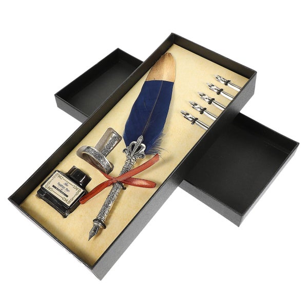 1 Set Of Quill Pen And Ink Kit Decorative Quill Pen Calligraphy Dip Pen Vintage Carousel 1