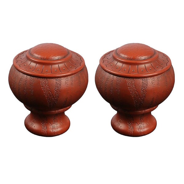 2pcs Home Decorative Curtain Rod End Aluminum Alloy Curtain Rod Rail Dark Red Carousel 2