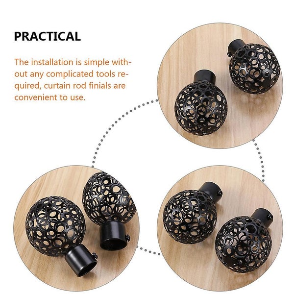 4pcs Curtain Finials Hollow Out Finials Drapery Rail Pole Head Caps For Window Carousel 2