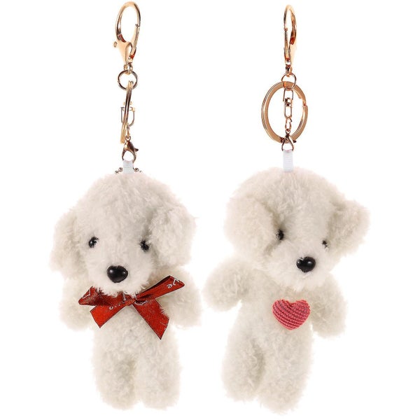 2pcs Plush Puppy Keychains Cartoon Dog Keychain Backpack Hanging Decoration Carousel 1