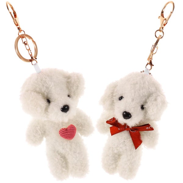 2pcs Plush Puppy Keychains Cartoon Dog Keychain Backpack Hanging Decoration Carousel 2
