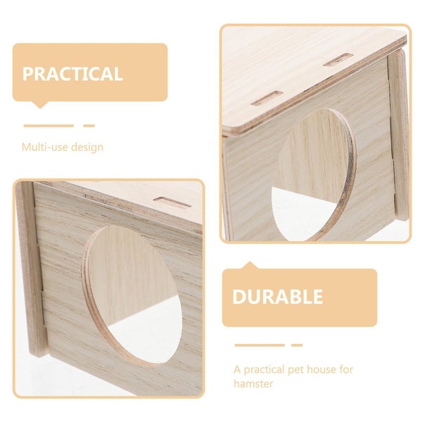 Wooden Hamster Habitat Mouse Habitat Guinea Pig Cabin Rat Wood House Hamster To Carousel 2
