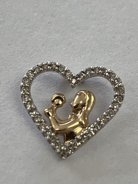 9ct Heart Mum Holding Baby Diamond Pendant Carousel 2