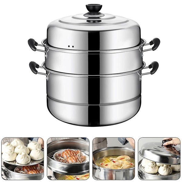 1pc Stainless Steel Three Layers Steamer Pot Stockpot Steaming Pot For Home Use Carousel 2