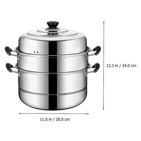 1pc Stainless Steel Three Layers Steamer Pot Stockpot Steaming Pot For Home Use Carousel 3