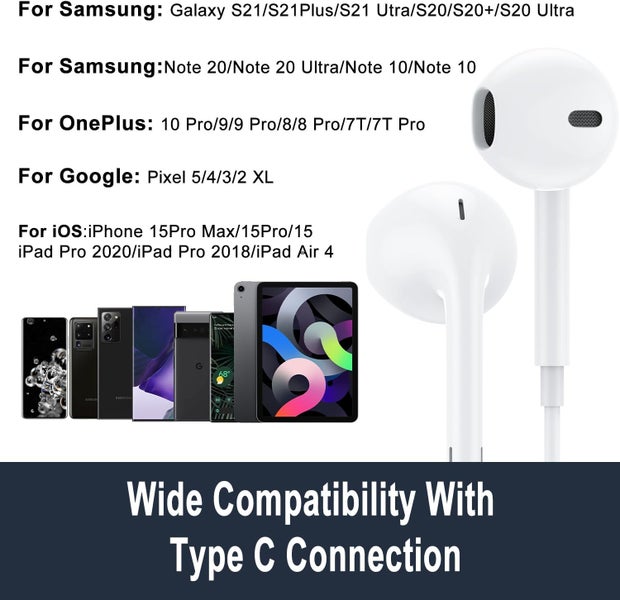 USB C In-Ear Earbuds for iPhone 15 & Android Phones Carousel 7