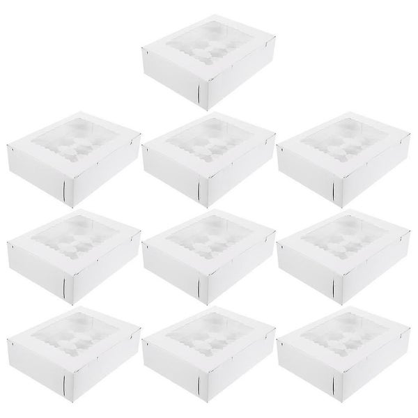 10 Pcs Clear Cake Boxes Muffin Baking Cake Kraft Cupcake Holder Cupcake Storage Carousel 1