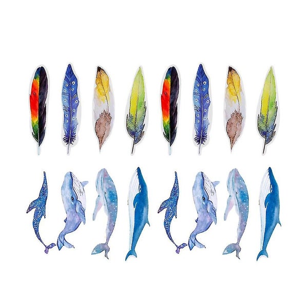 2 Boxs/60 Pcs Colorful Paper Bookmark Whale And Feather Design Exquisite Statio Carousel 1