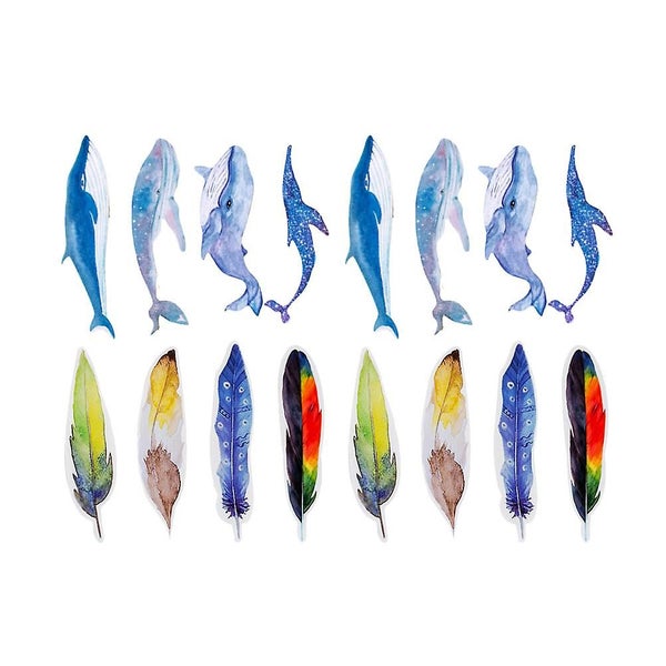 2 Boxs/60 Pcs Colorful Paper Bookmark Whale And Feather Design Exquisite Statio Carousel 4