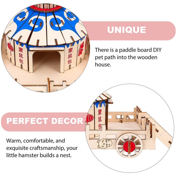 Wooden Toys Gerbil Hideout Tent Shaped Hideout Hamster Villa Hamster Hideaway Carousel 2