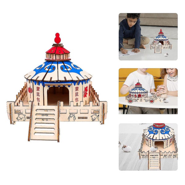 Wooden Toys Gerbil Hideout Tent Shaped Hideout Hamster Villa Hamster Hideaway Carousel 5