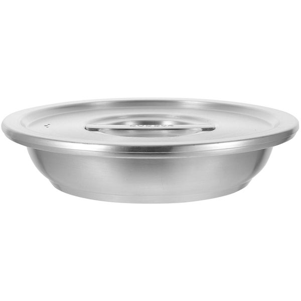 1 Set Stainless Steel Dinner Plate Durable Dumpling Serving Plate With Lid Carousel 3