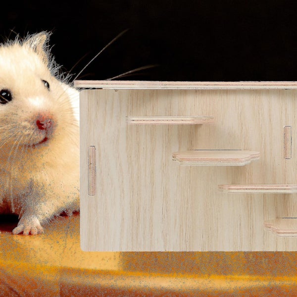 Hamster Supplies Hamster Climbing Toys Hamster Climbing House Wooden Hut Hideou Carousel 5