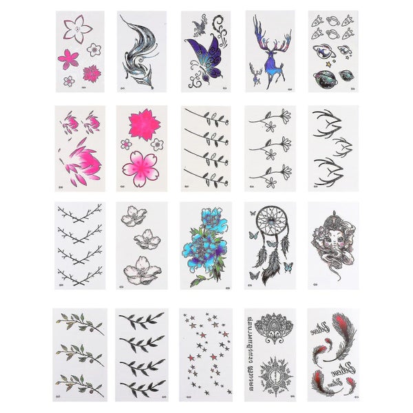 60pcs/set Floral Butterflies Tattoos Decor Stickers Ankle Tattoos Neck Stickers