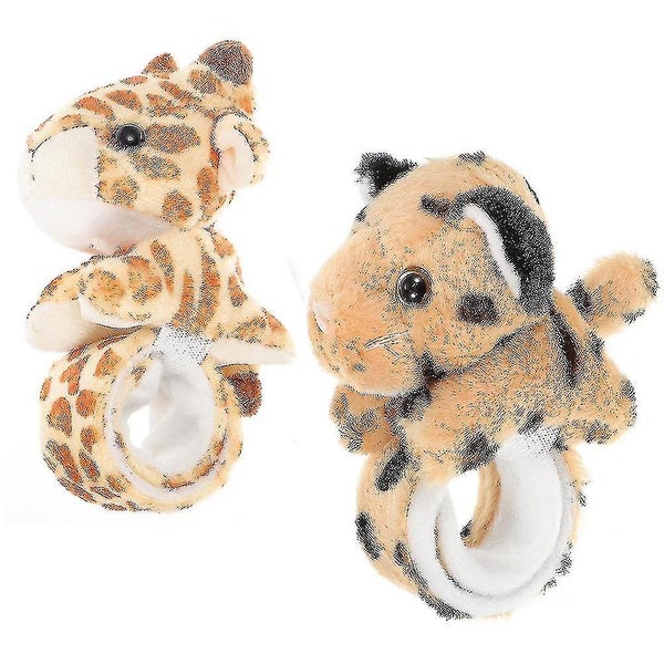 2pcs Slap Bracelet Stuffed Giraffe Leopard Plush Slap Bracelets Animal Slap Bra Carousel 2