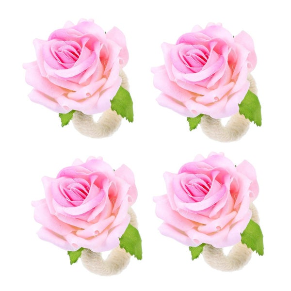 4pcs Rose Flower Napkin Holders Rose Flower Napkin Rings Handicraft Flower Napk Carousel 5