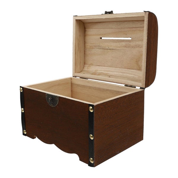 1pc Vintage Money Pot Treasure Storage Box Piggy Bank Wooden Box With Lock Carousel 3