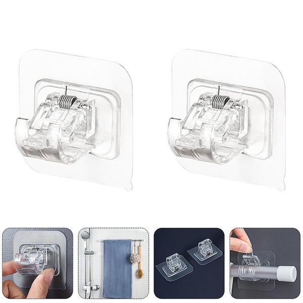 4pcs Practical Punch free Pasting Curtain Rod Clips Home Curtain Rod Holders Carousel 3